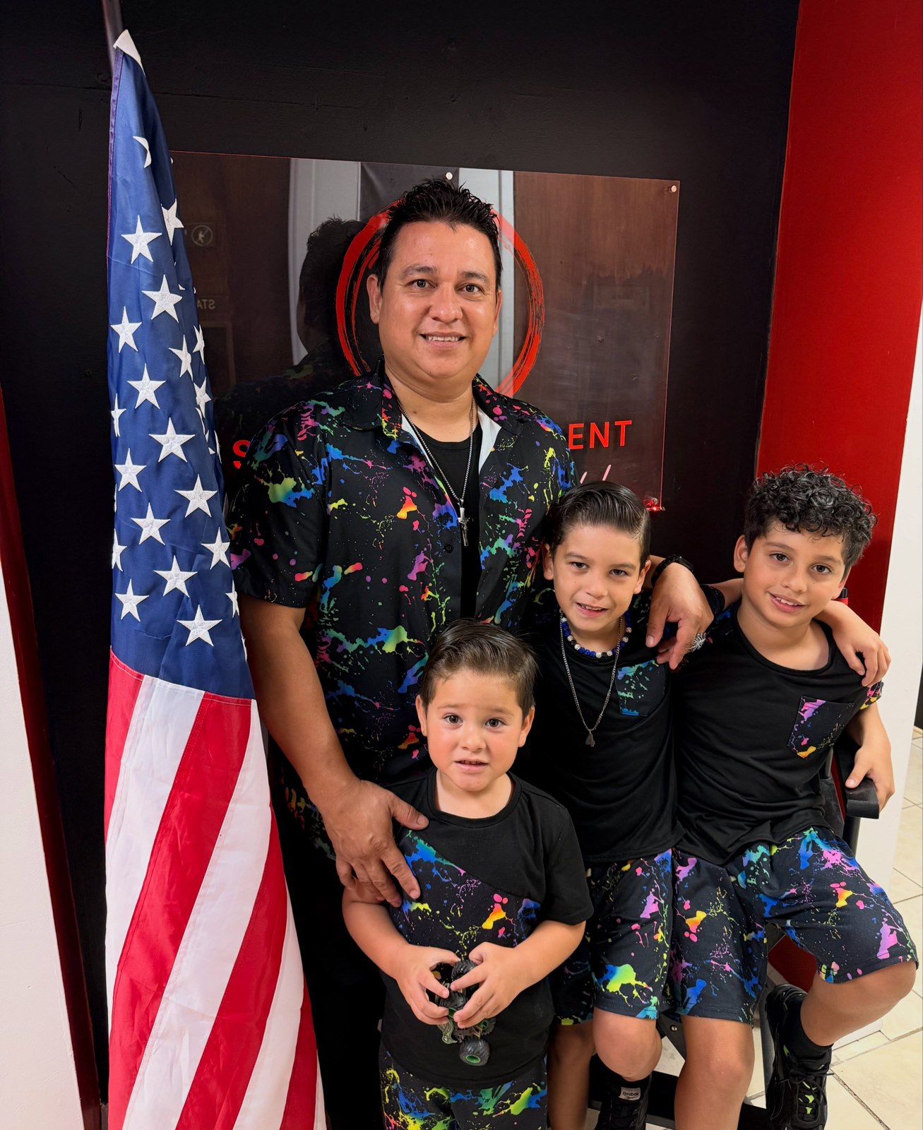 A family pictured at School of Talent