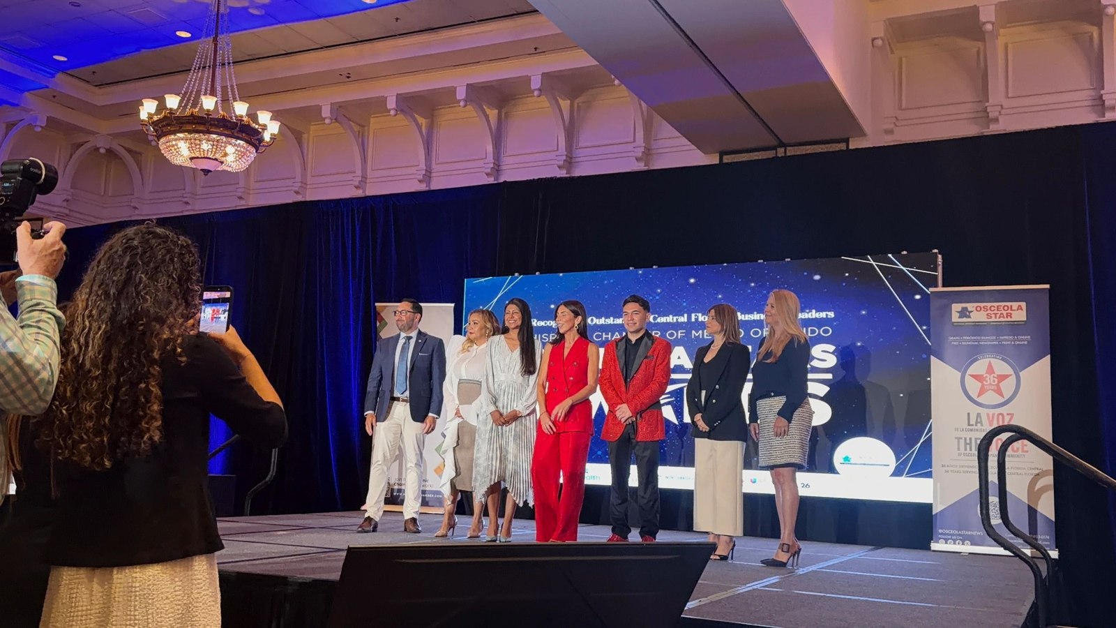 Finalists and honorees on stage at the Osceola Stars recognition event